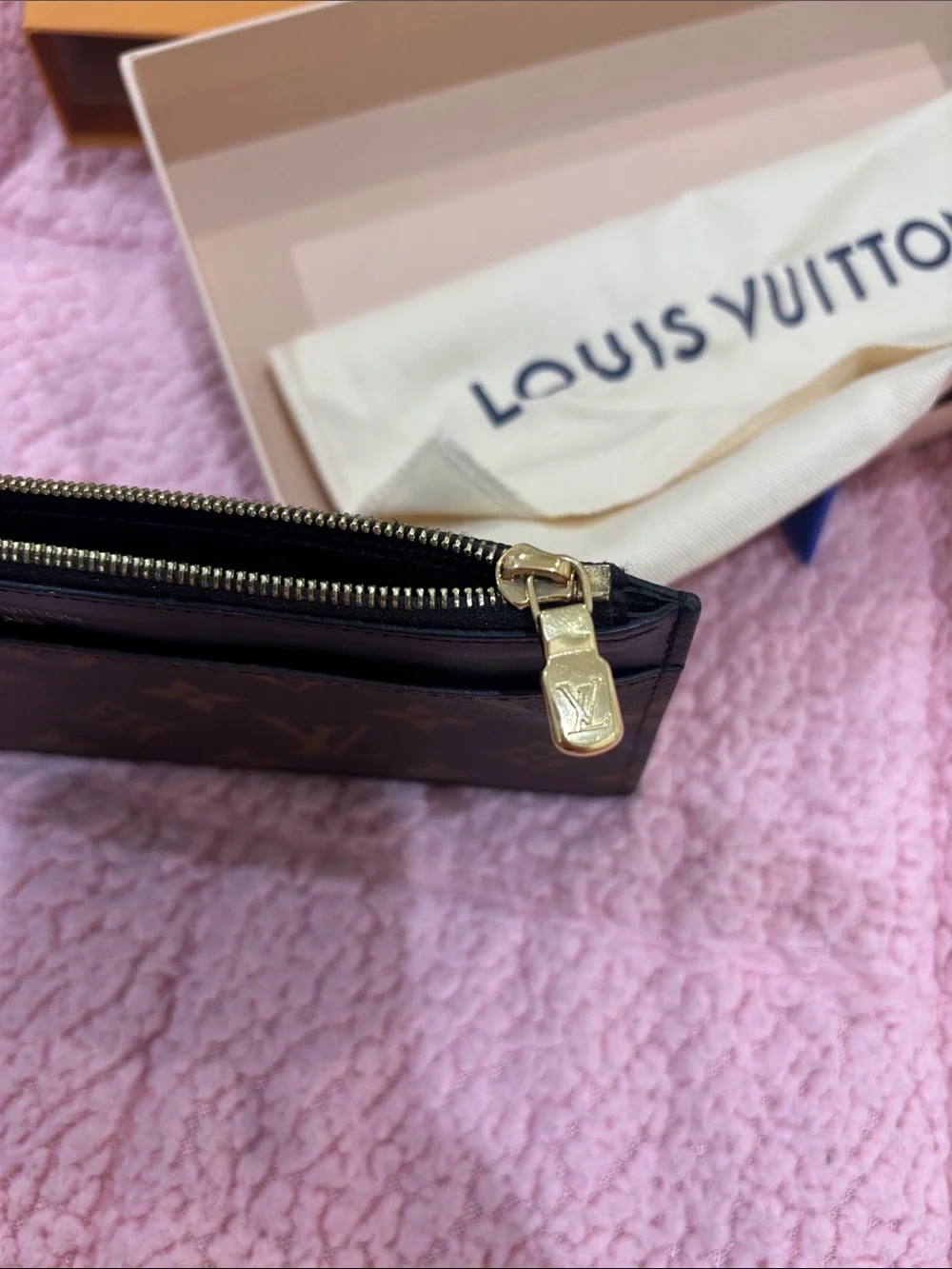Louis Vuitton Brown Monogram & Black Leather Card Holder